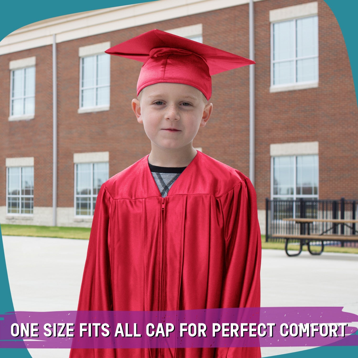 Shiny Red Graduation Cap and Gown for Pre - school - Endea Graduation