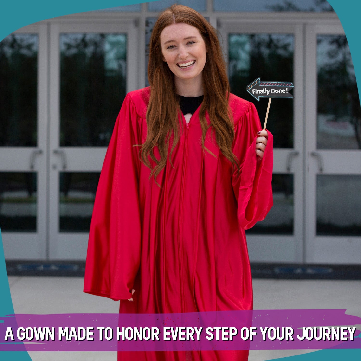 Shiny Red Graduation Gown - Endea Graduation