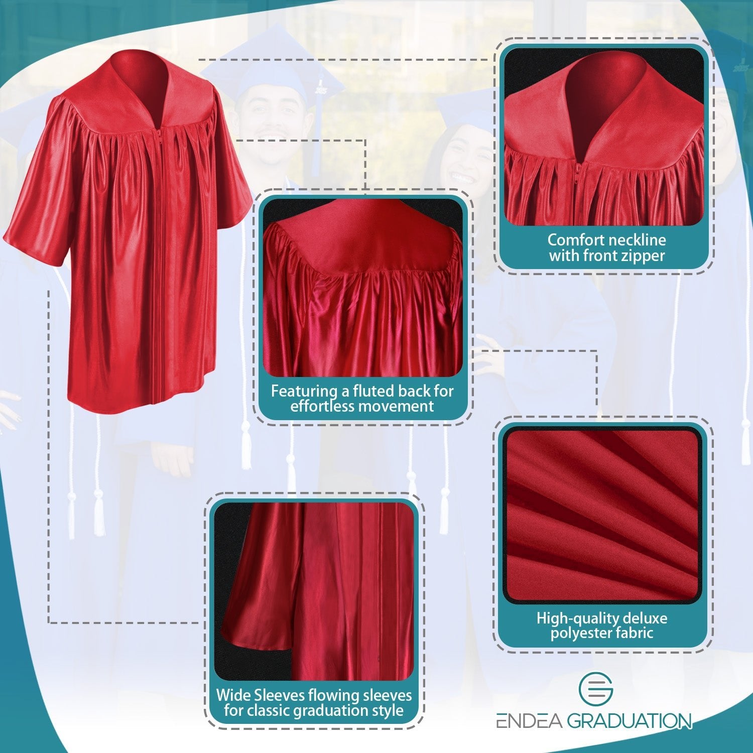 Shiny Red Graduation Gown for Preschool - Endea Graduation
