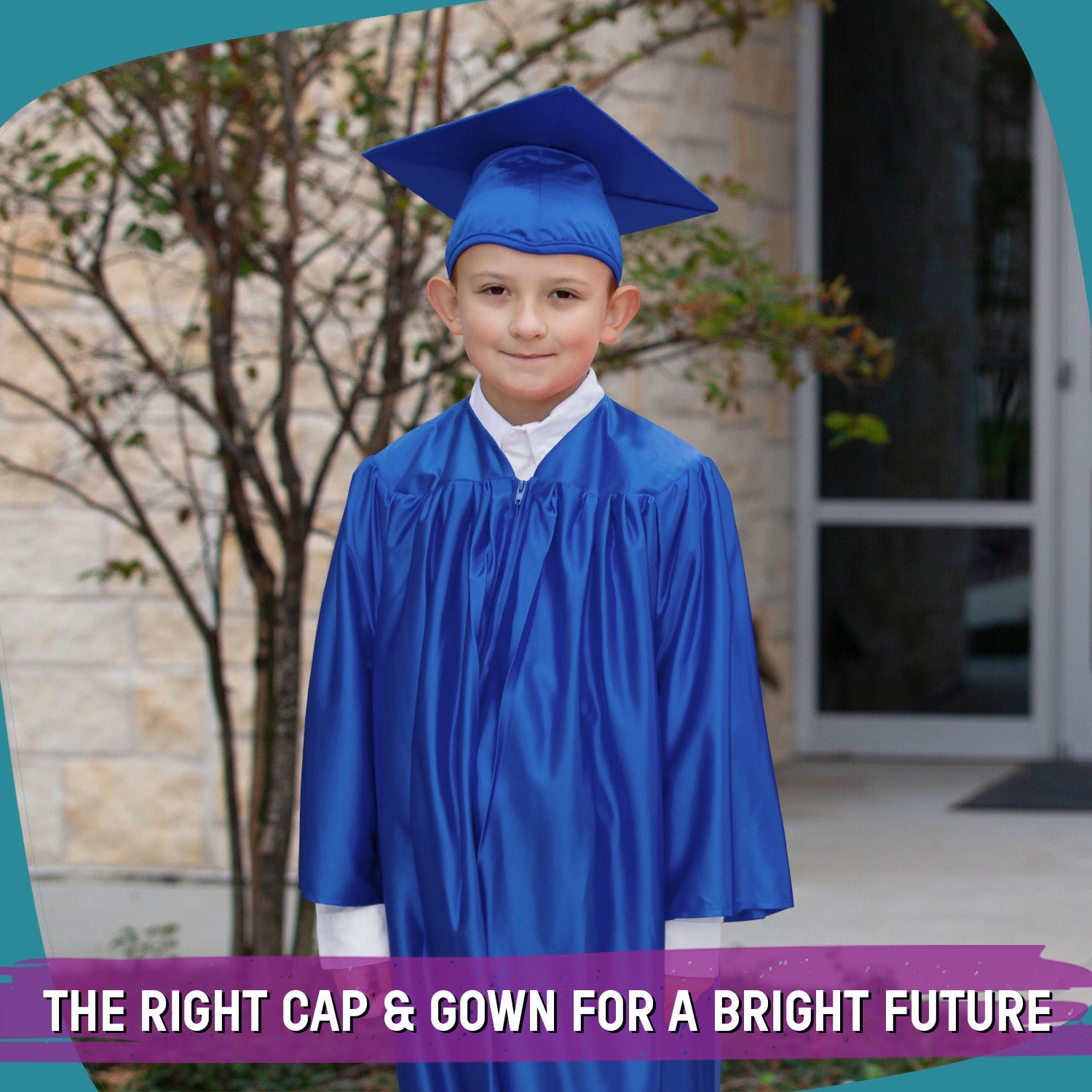 Shiny Royal Blue Graduation Cap and Gown for Pre - school - Endea Graduation