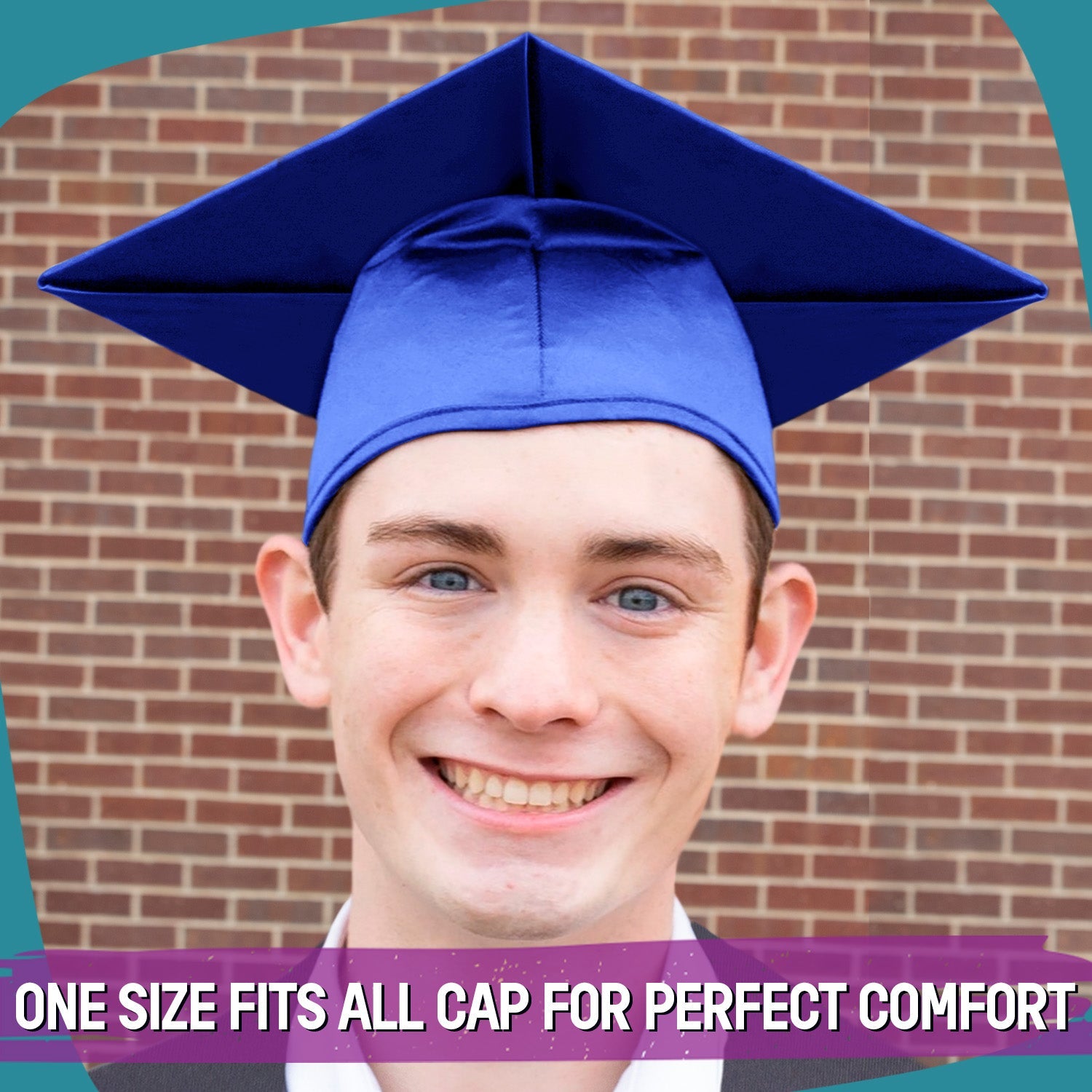 Shiny Royal Blue Graduation Gown & Cap - Endea Graduation