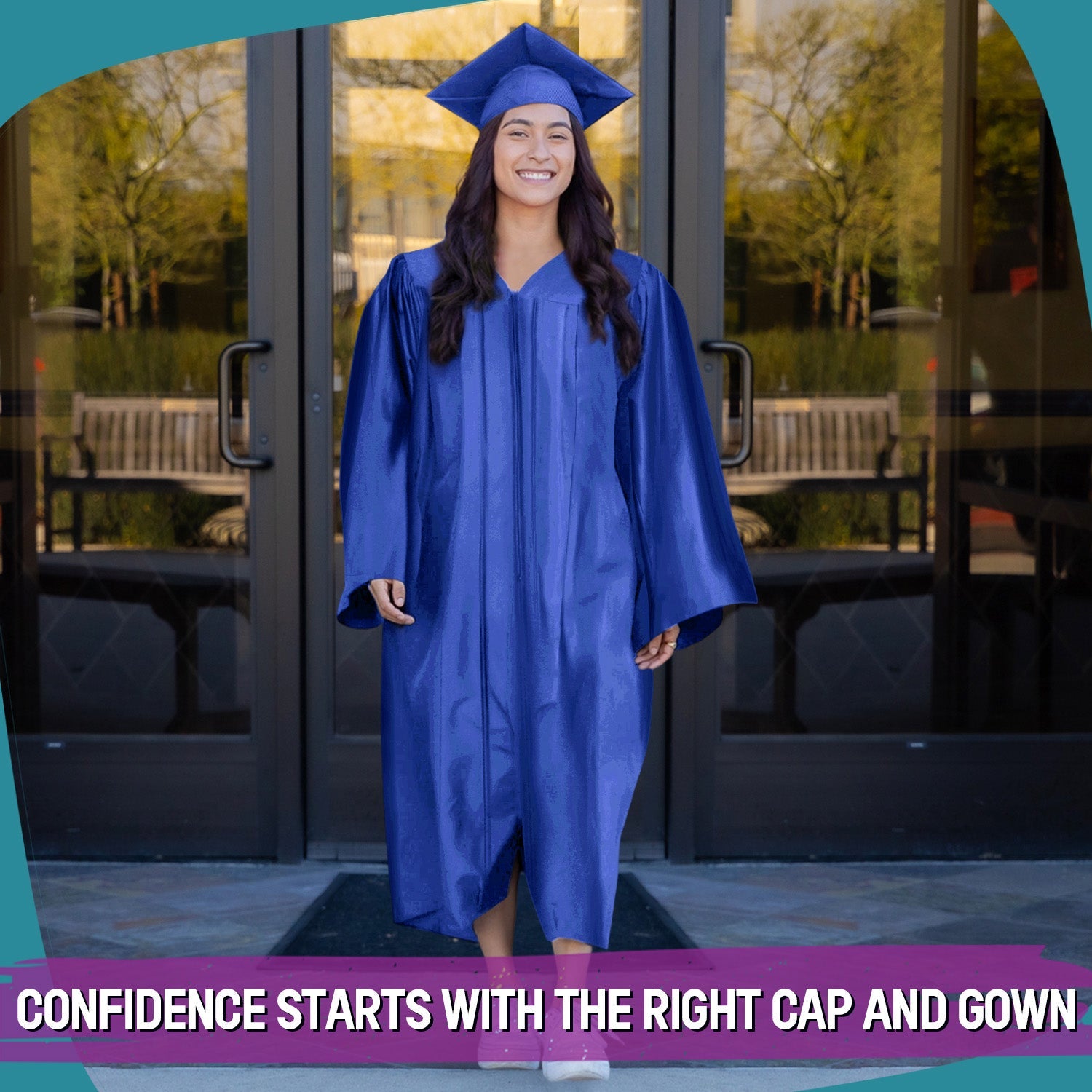 Shiny Royal Blue Graduation Gown & Cap Shiny Royal Blue Graduation Gown & Cap