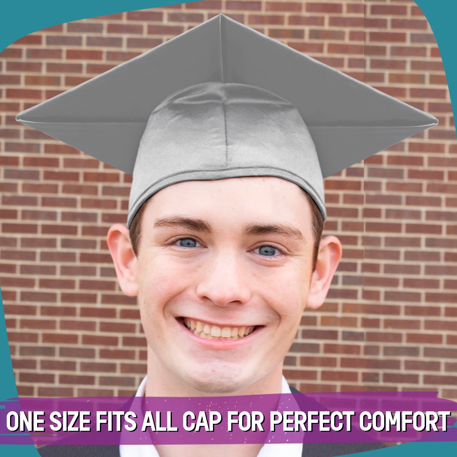 Shiny Silver Graduation Gown & Cap - Endea Graduation