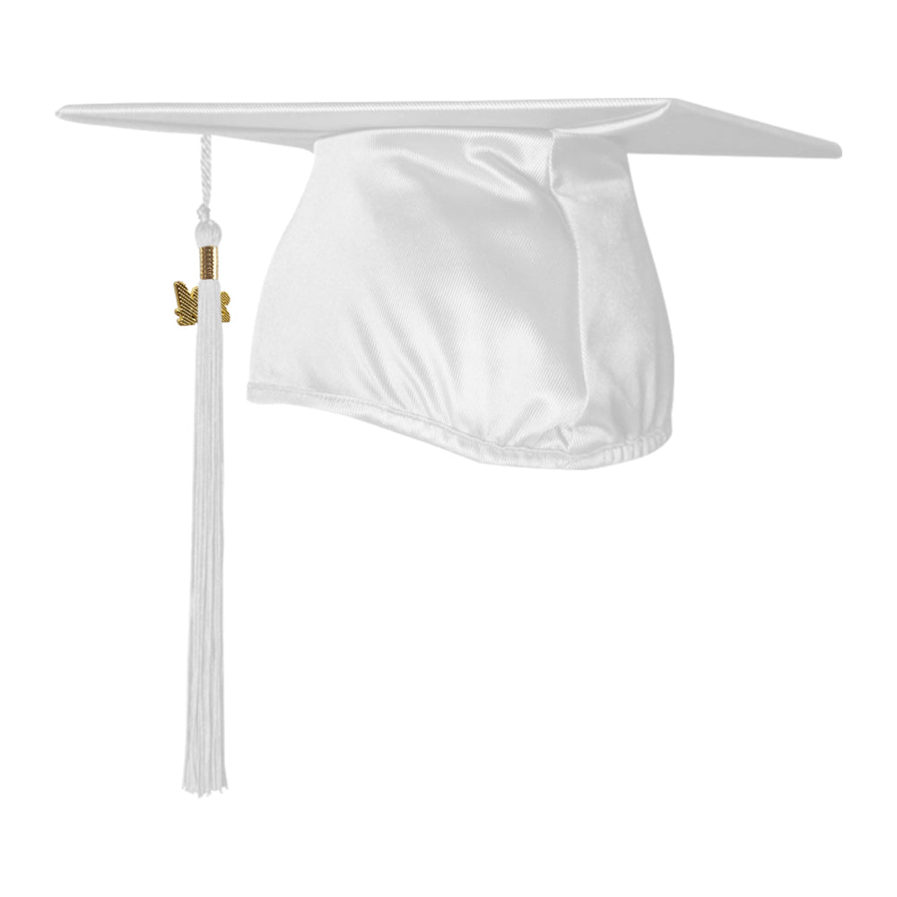 Shiny White Graduation Cap & Tassel - Endea Graduation