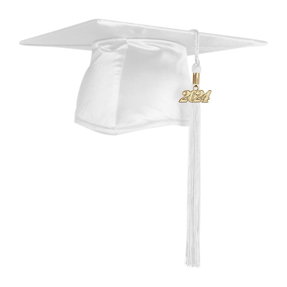 Shiny White Graduation Cap & Tassel - Endea Graduation