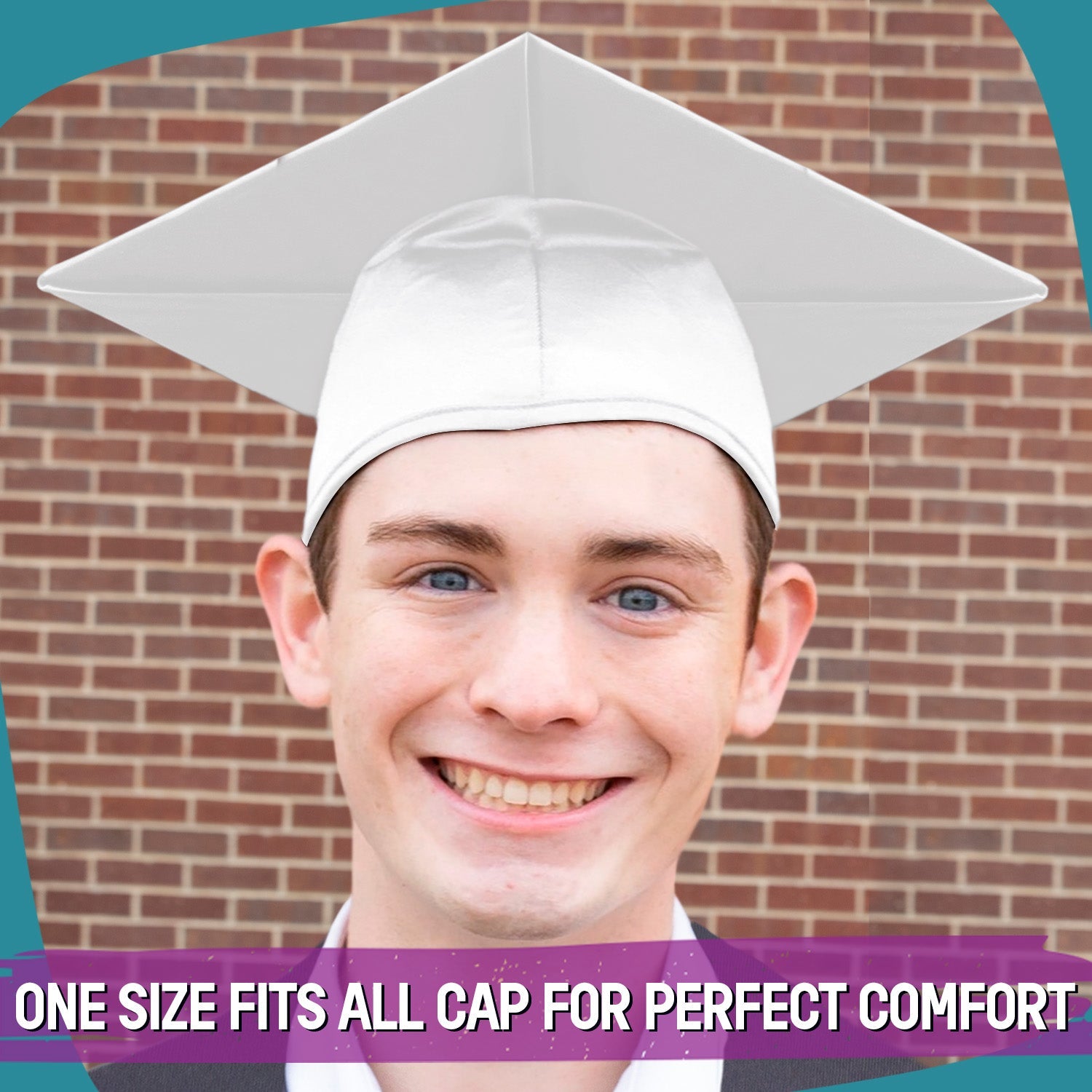 Shiny White Graduation Gown & Cap - Endea Graduation