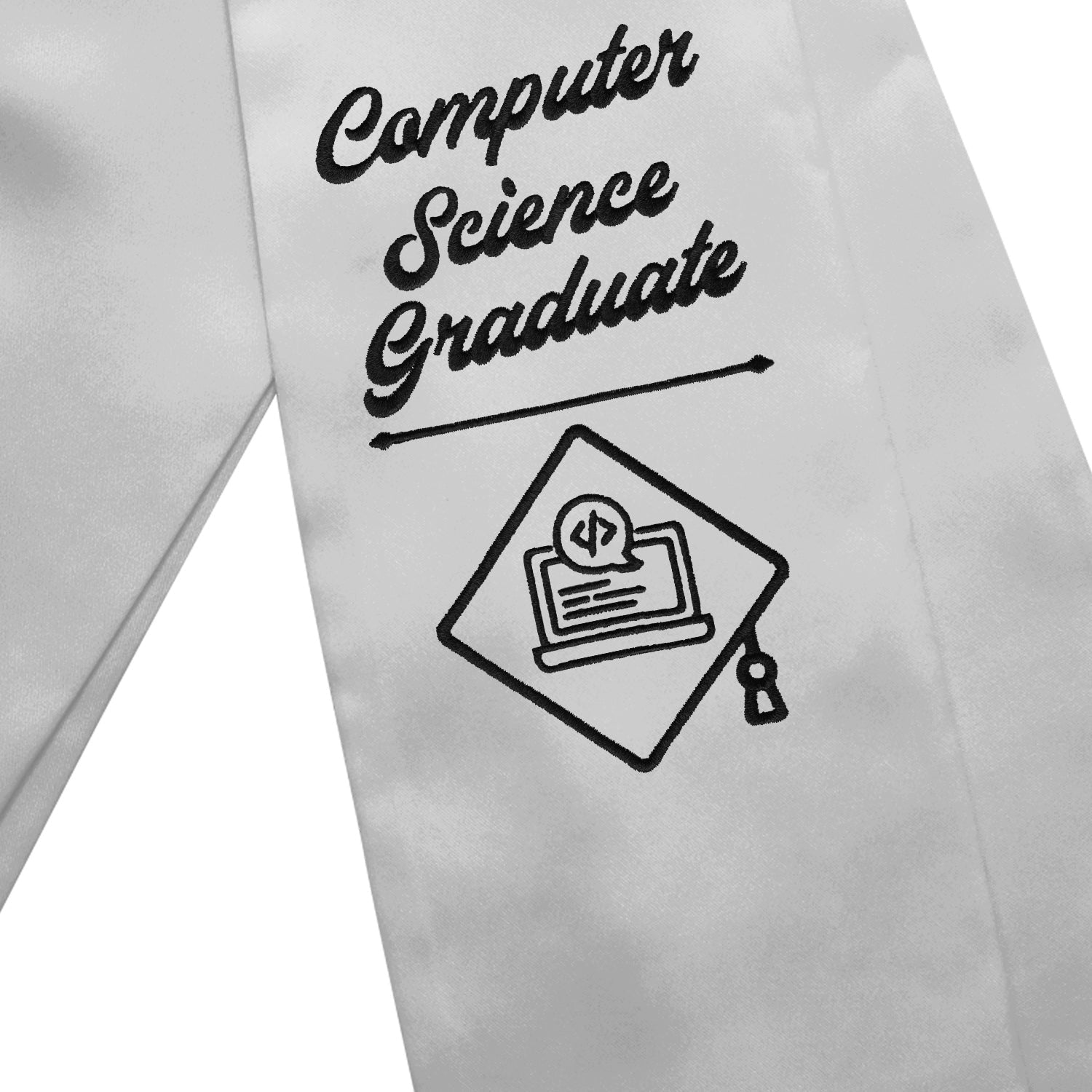 Silver Computer Science Graduate Stole/Sash with Classic Tips - Endea Graduation