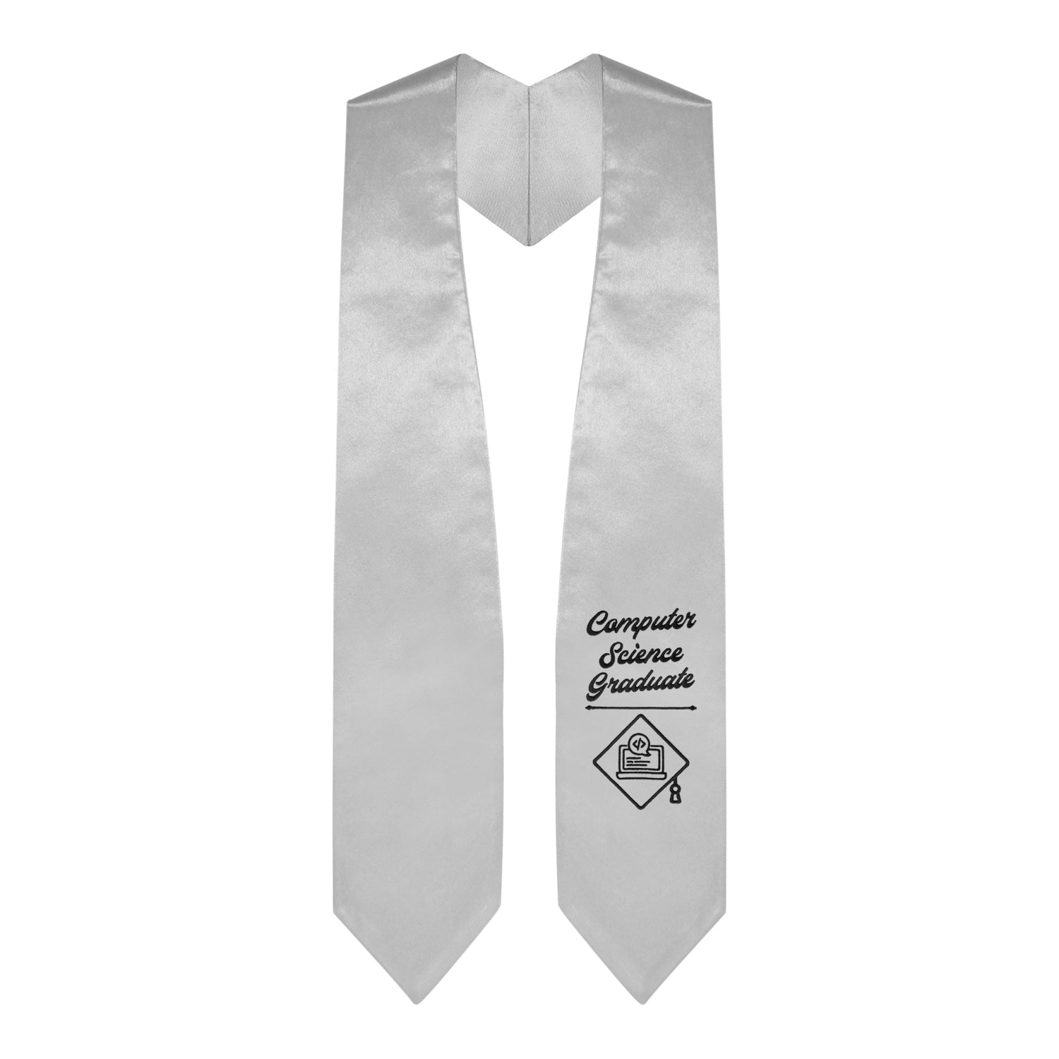 Silver Computer Science Graduate Stole/Sash with Classic Tips - Endea Graduation