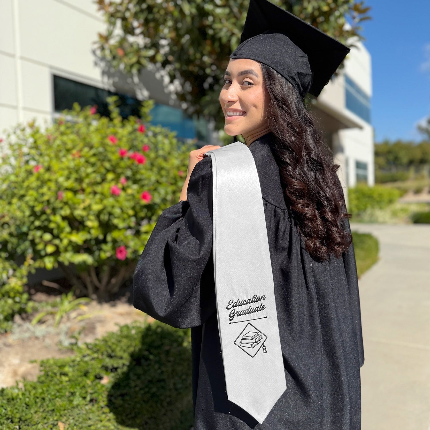 Silver Education Graduate Stole/Sash with Classic Tips - Endea Graduation