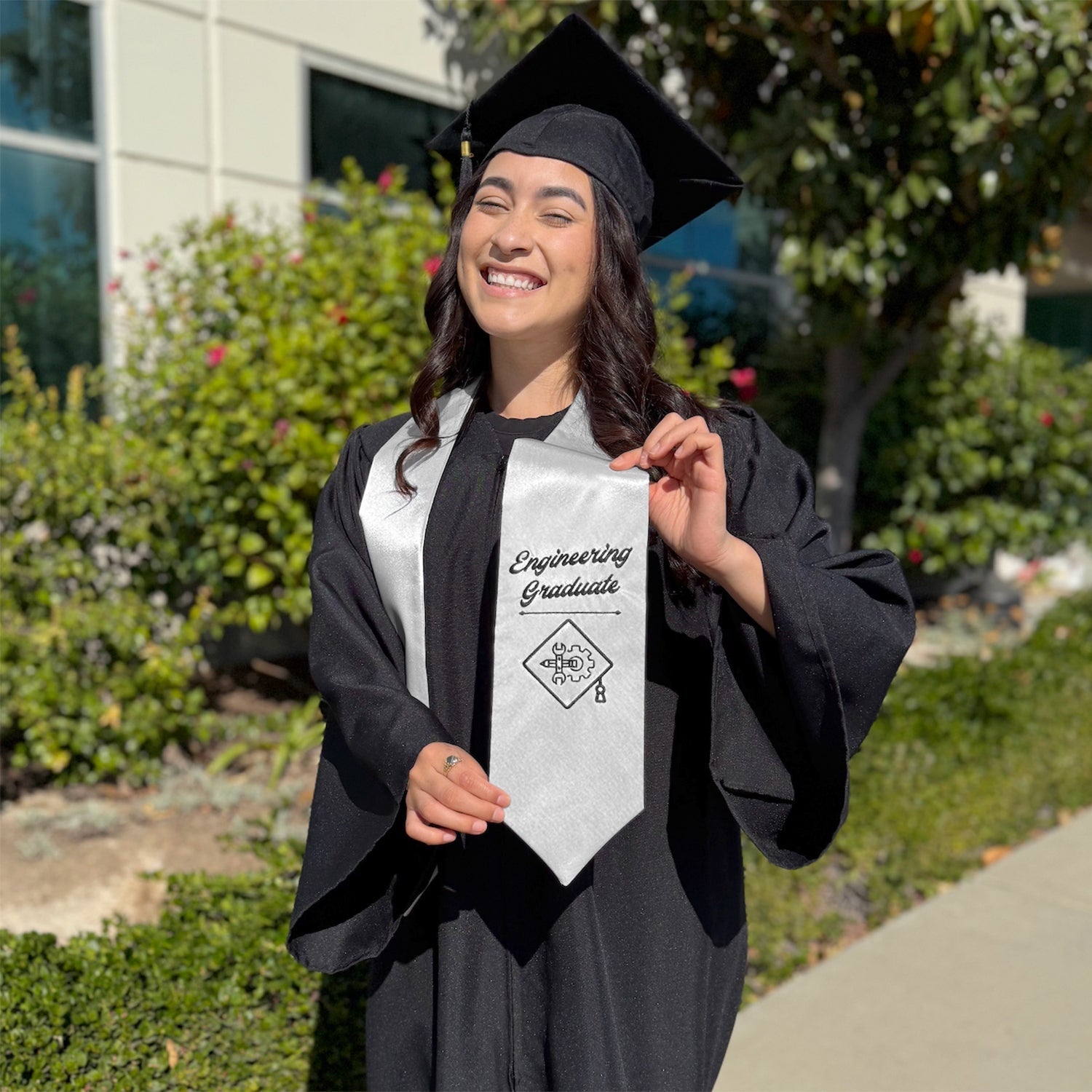 Silver Engineering Graduate Stole/Sash with Classic Tips
