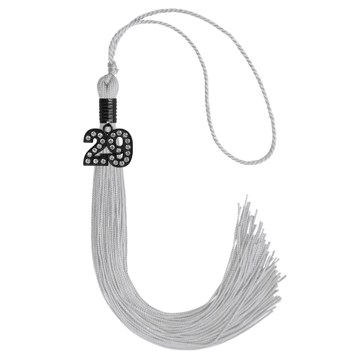 Silver Graduation Tassel with Black Bling Charm - Endea Graduation