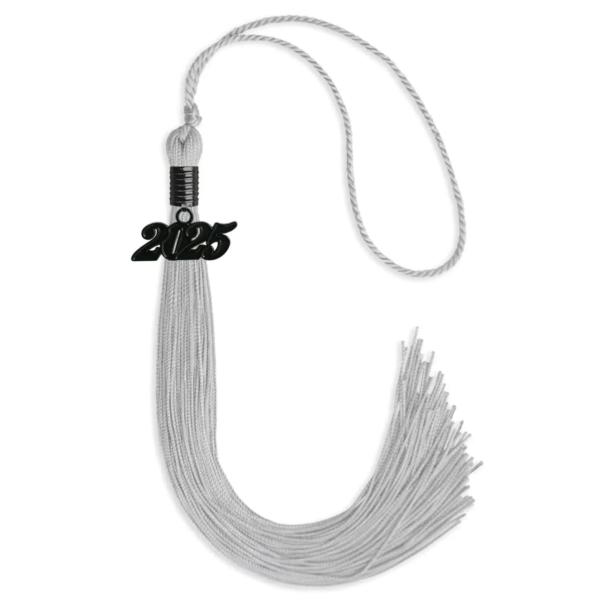 Silver Graduation Tassel with Black Date Drop by Endea Graduation