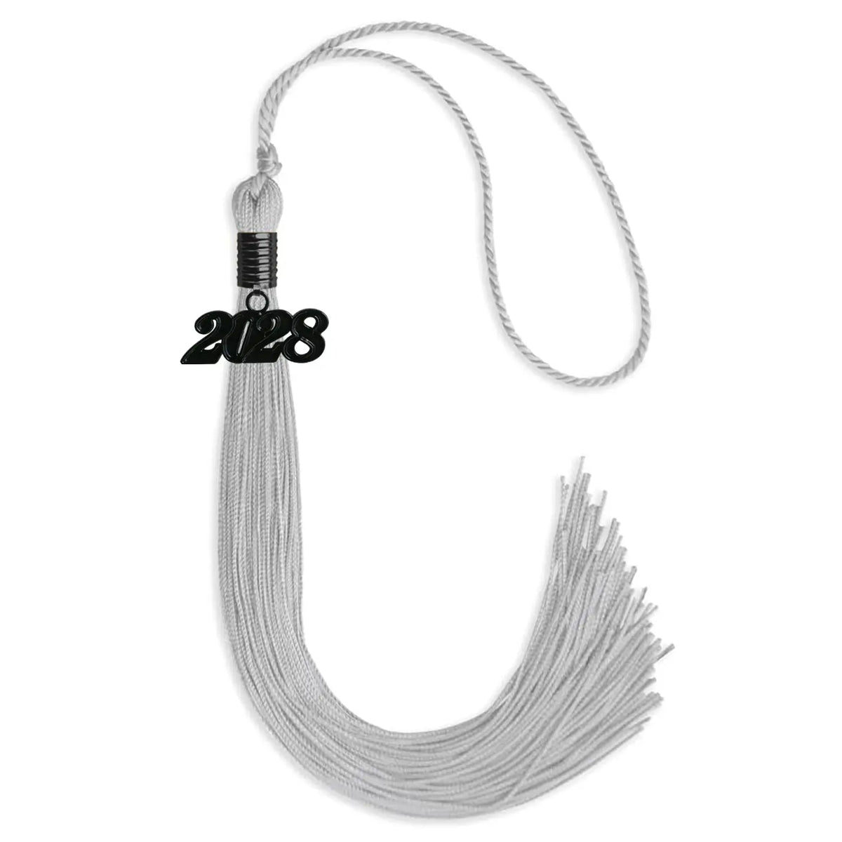 Silver Graduation Tassel with Black Date Drop by Endea Graduation