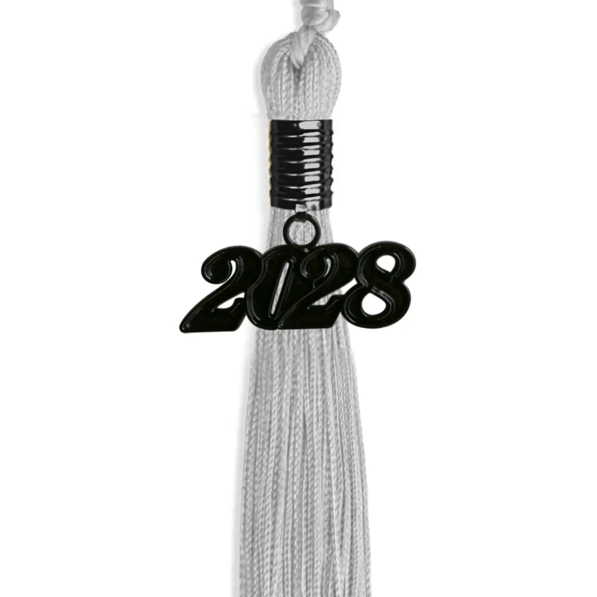 Silver Graduation Tassel with Black Date Drop by Endea Graduation