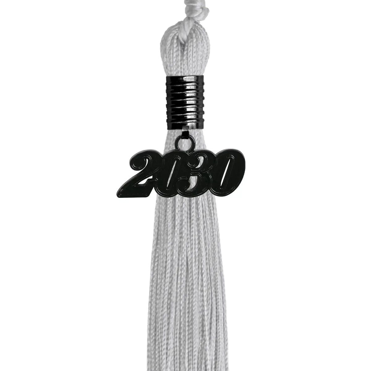 Silver Graduation Tassel with Black Date Drop by Endea Graduation