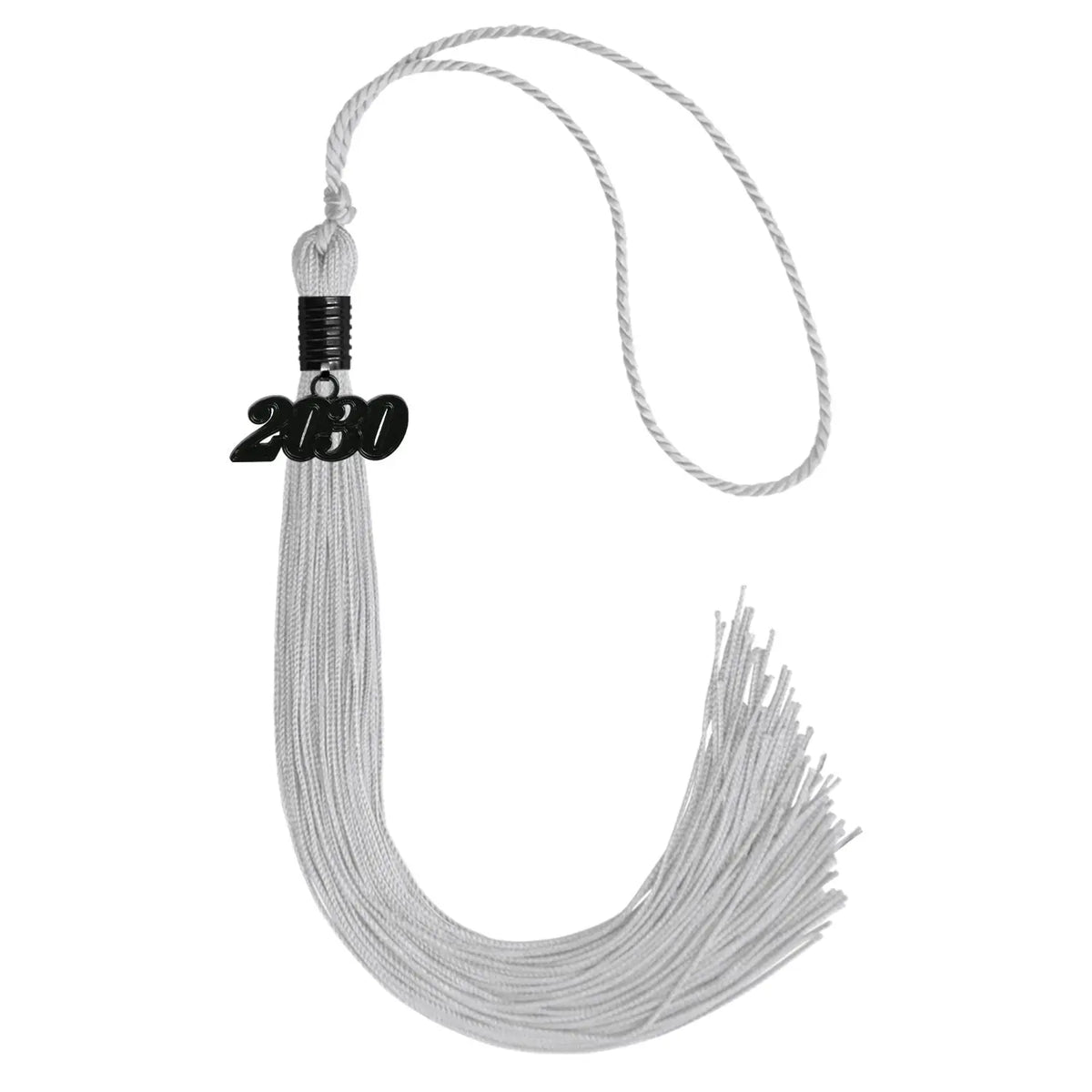 Silver Graduation Tassel with Black Date Drop by Endea Graduation