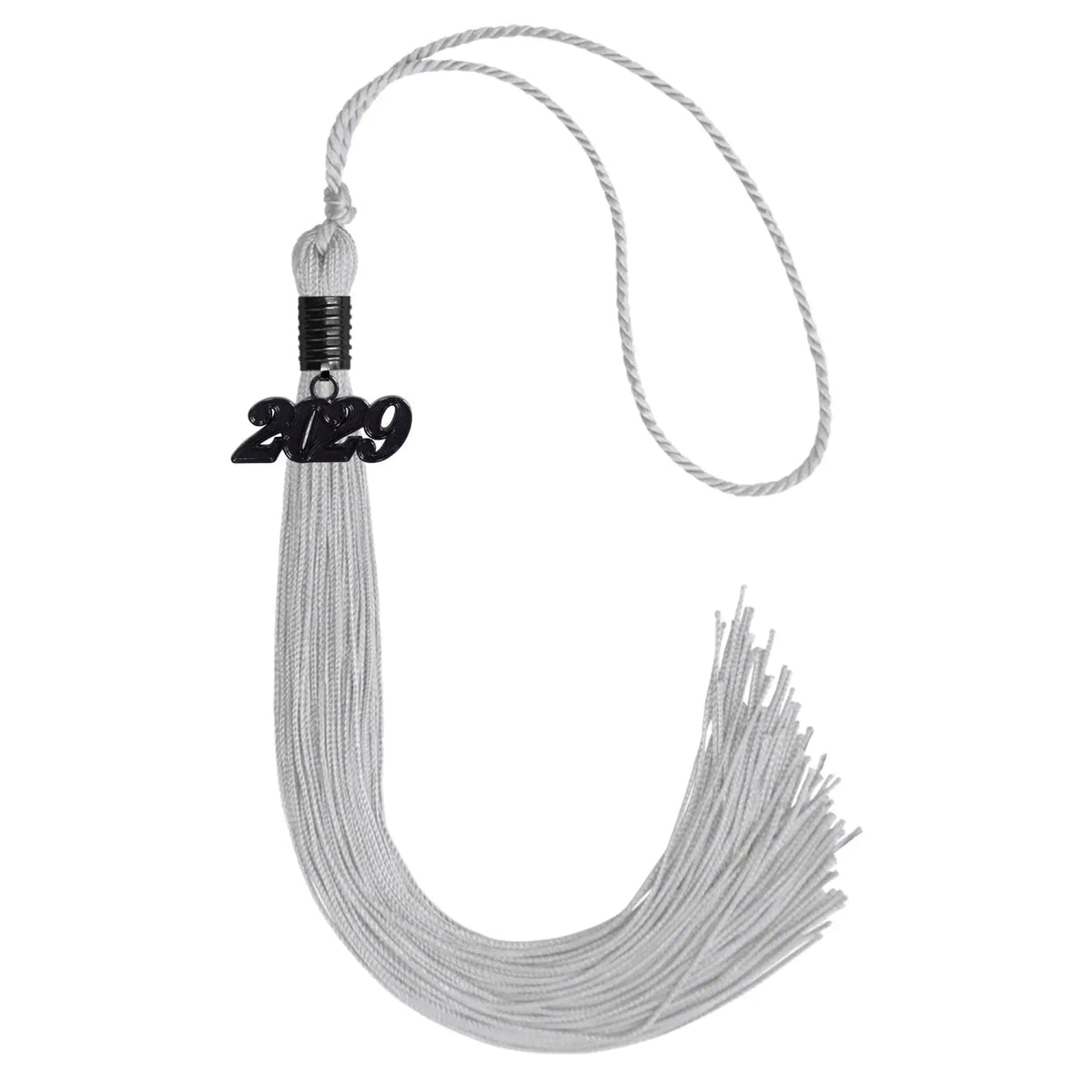 Silver Graduation Tassel with Black Date Drop by Endea Graduation