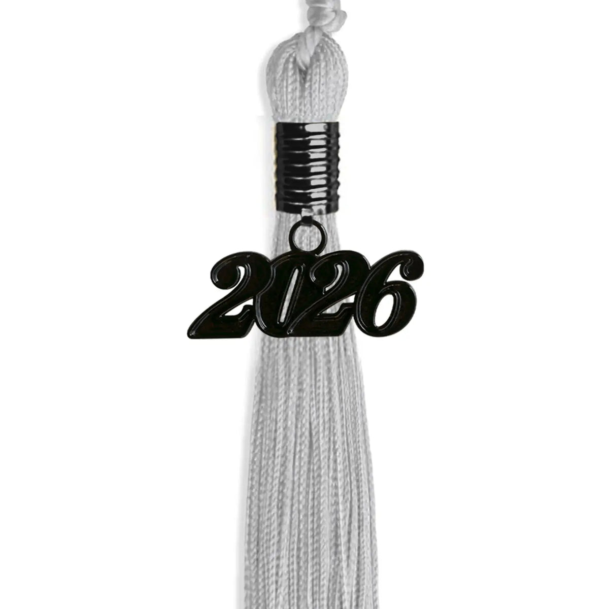 Silver Graduation Tassel with Black Date Drop by Endea Graduation