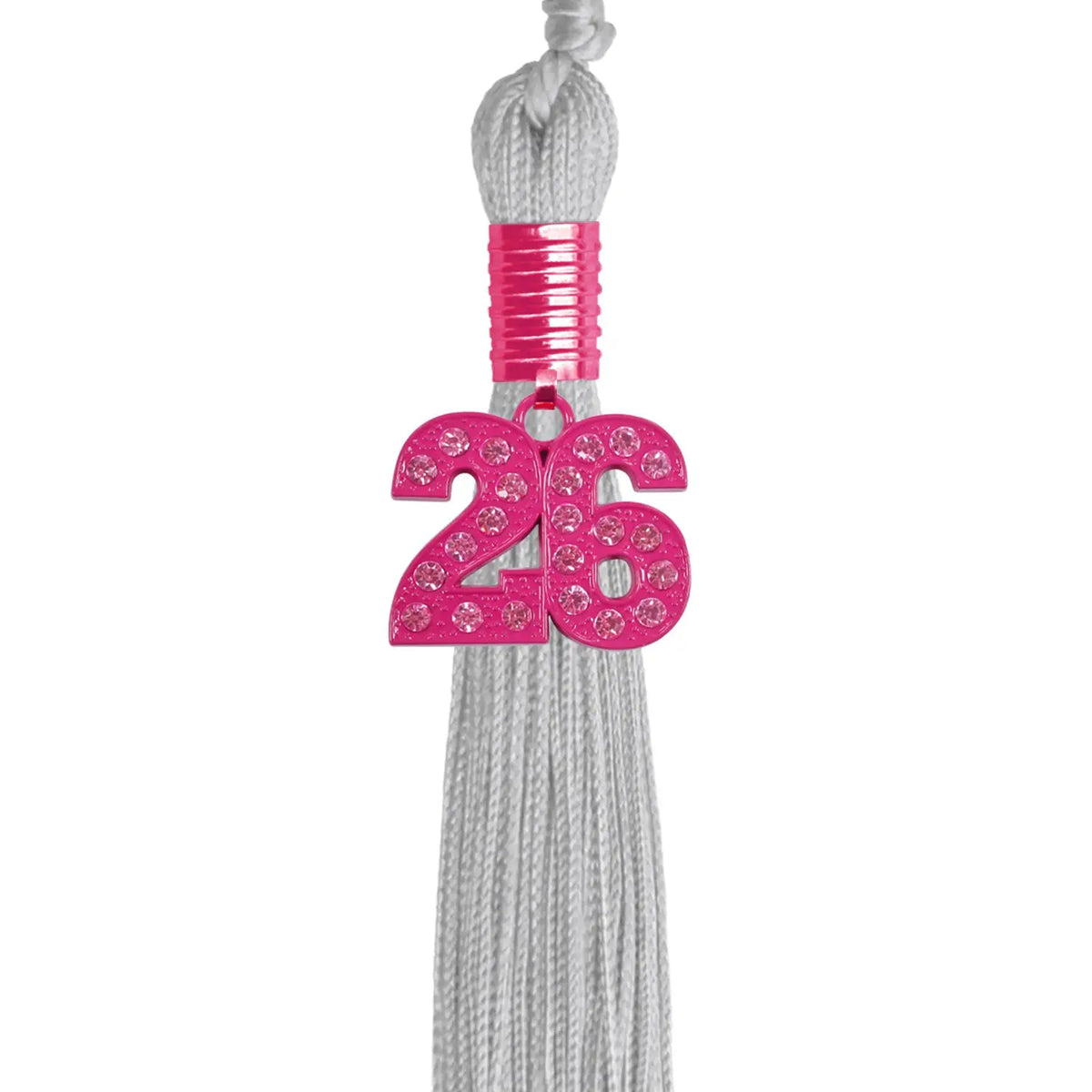 Silver Graduation Tassel with Pink Bling Charm by Endea Graduation