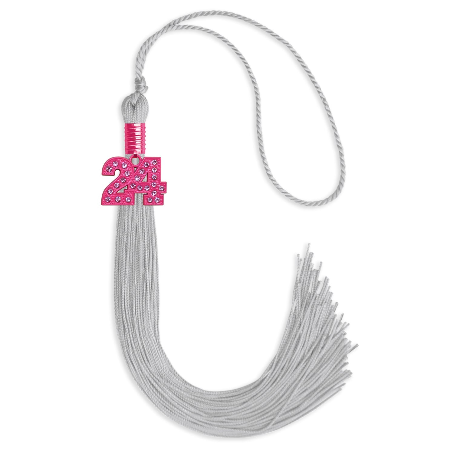 Silver Graduation Tassel with Pink Bling Charm - Endea Graduation