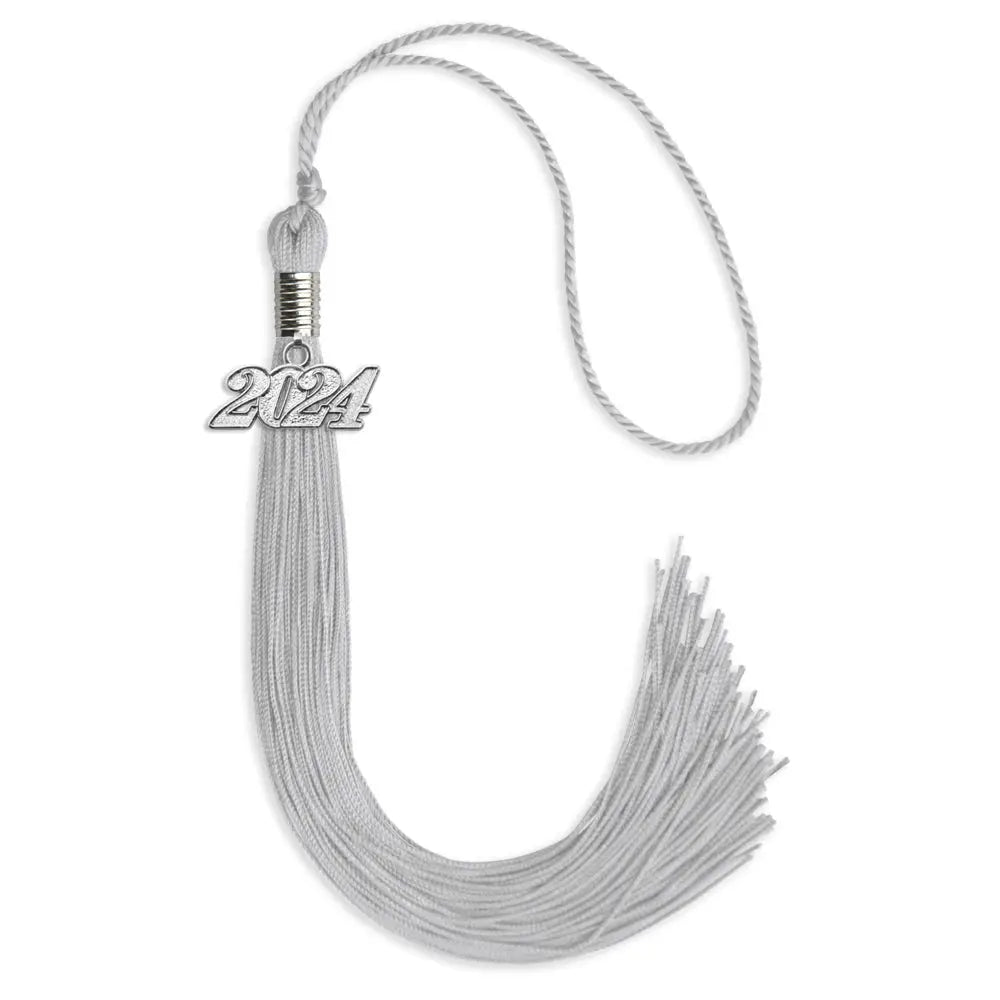 Silver Graduation Tassel with Silver Date Drop by Endea Graduation