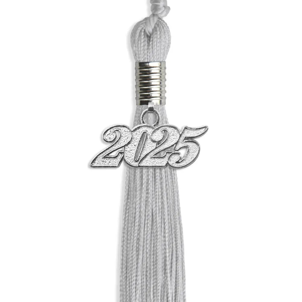 Silver Graduation Tassel with Silver Date Drop by Endea Graduation