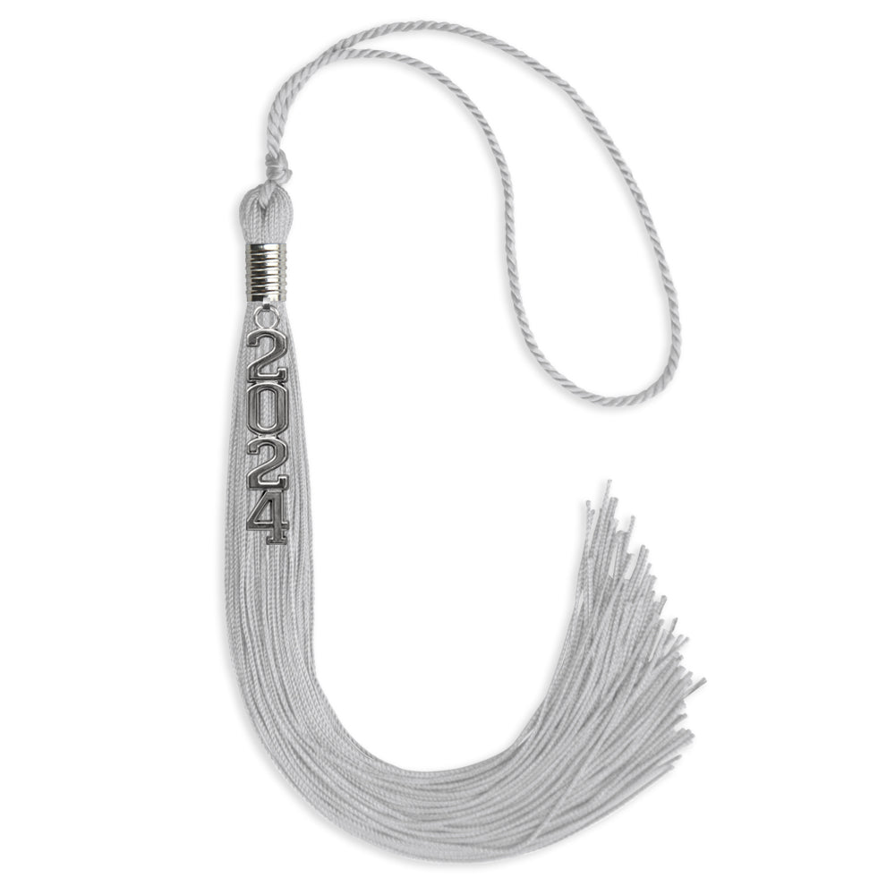 Silver Graduation Tassel with Silver Stacked Date Drop - Endea Graduation