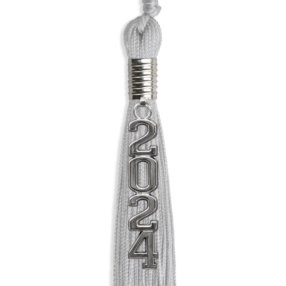 Silver Graduation Tassel with Silver Stacked Date Drop - Endea Graduation