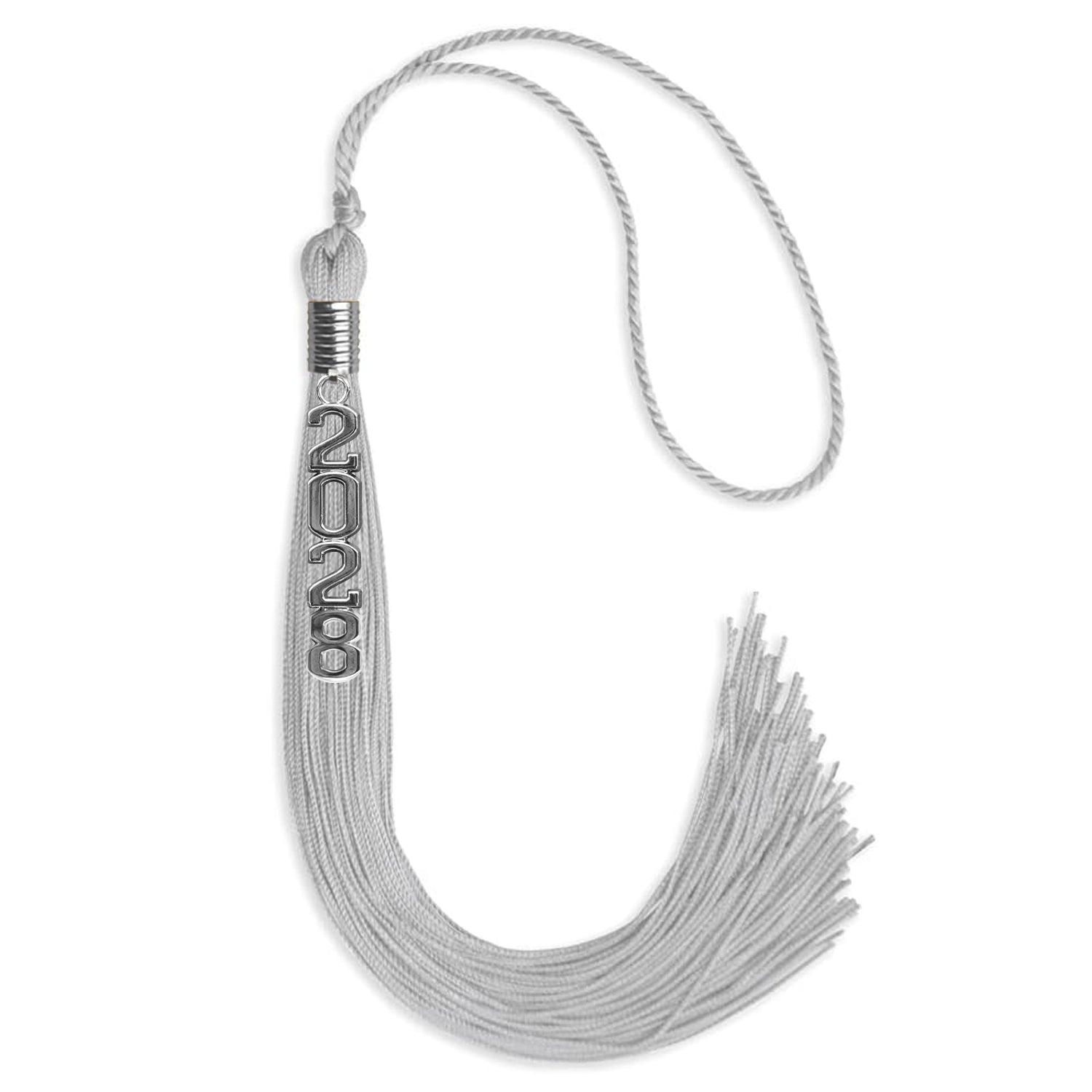 Silver Graduation Tassel with Silver Stacked Date Drop - Endea Graduation