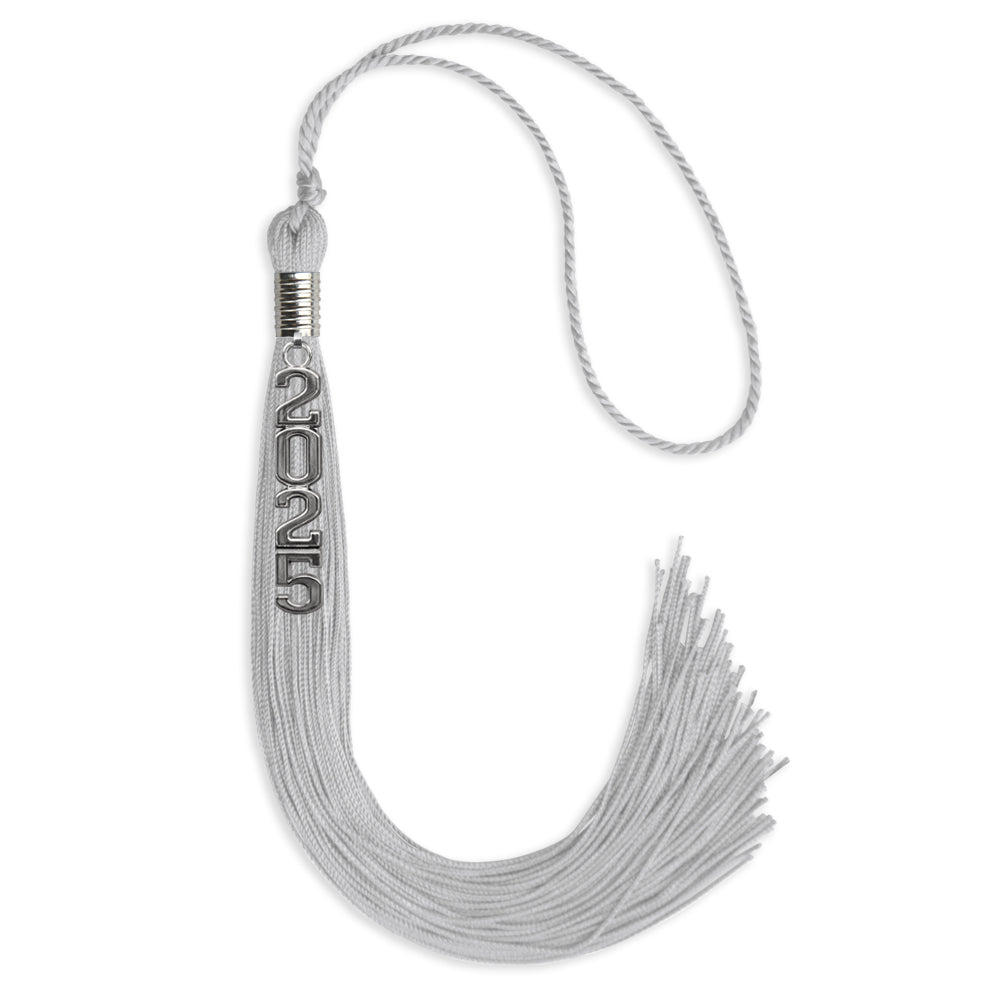 Silver Graduation Tassel with Silver Stacked Date Drop - Endea Graduation