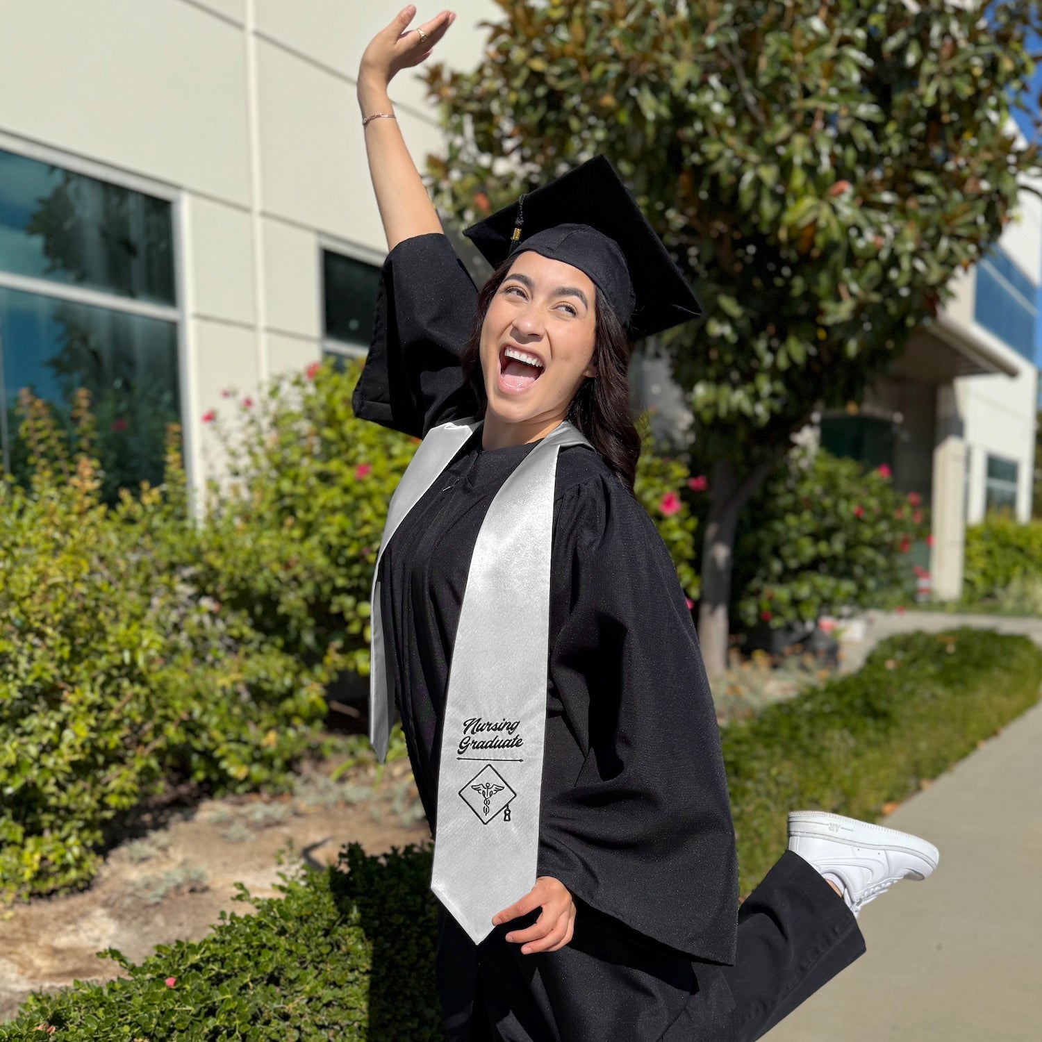 Silver Nursing Graduate Stole/Sash with Classic Tips - Endea Graduation