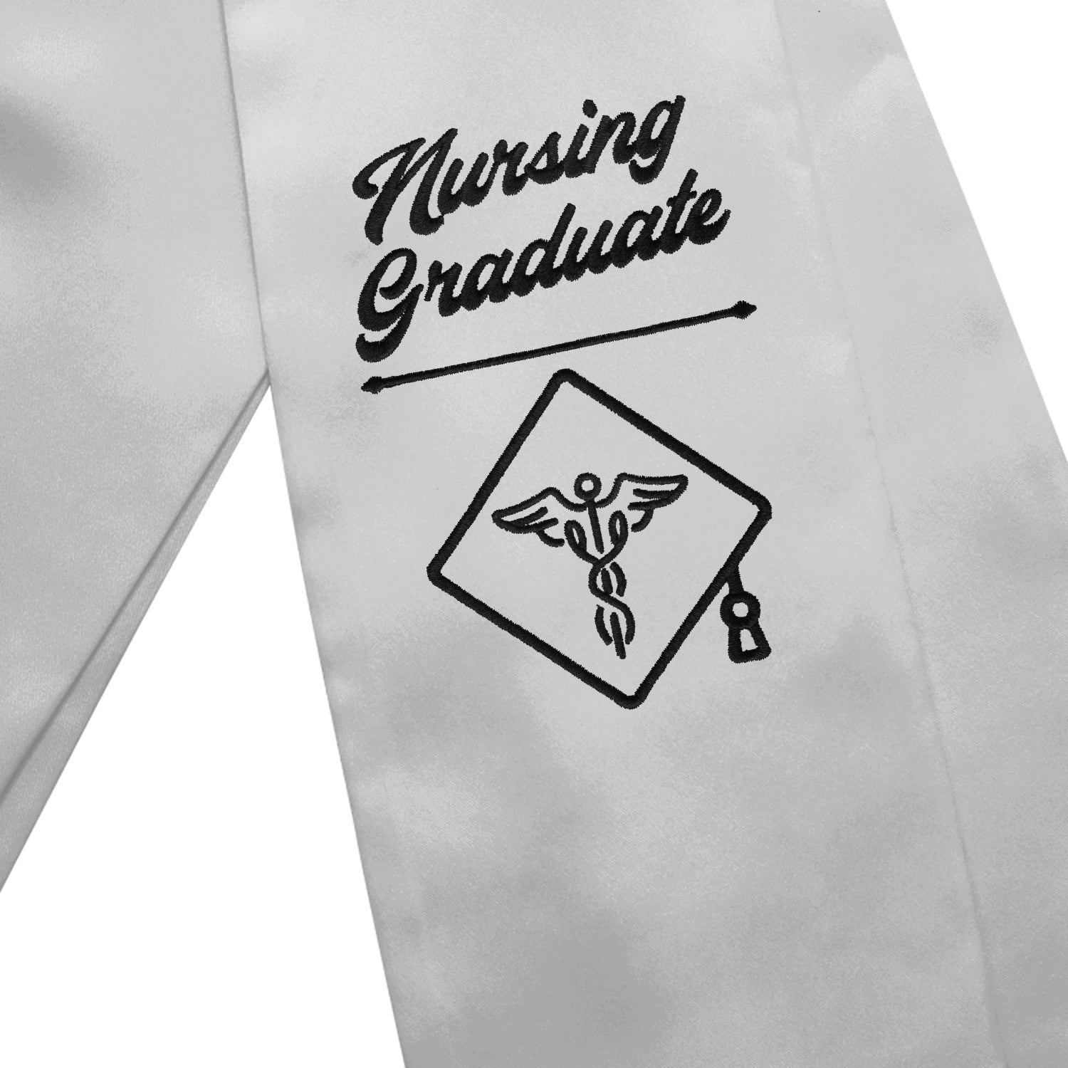 Silver Nursing Graduate Stole/Sash with Classic Tips - Endea Graduation