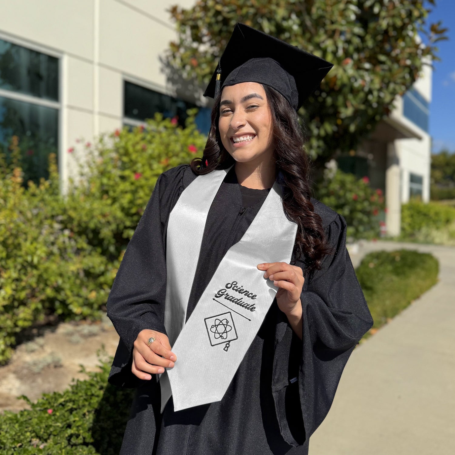 Silver Science Graduate Stole/Sash with Classic Tips - Endea Graduation