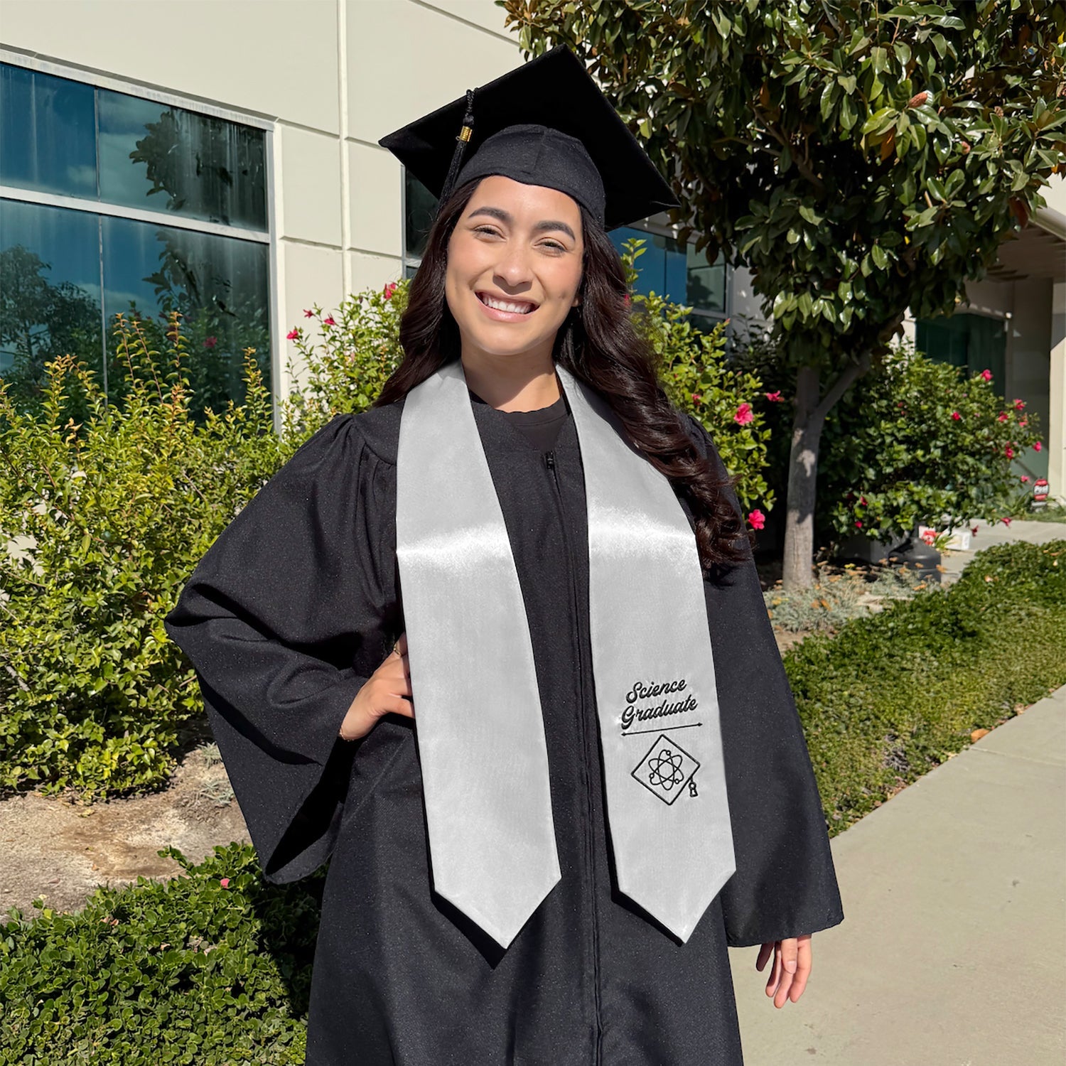 Silver Science Graduate Stole/Sash with Classic Tips - Endea Graduation