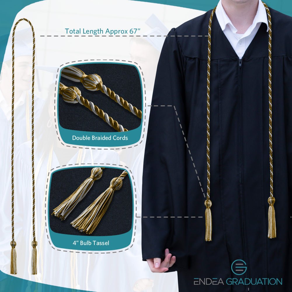 Single Graduation Honor Cord Antique Gold/Silver - Endea Graduation