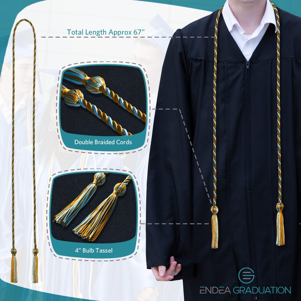 Single Graduation Honor Cord Gold/Light Blue - Endea Graduation