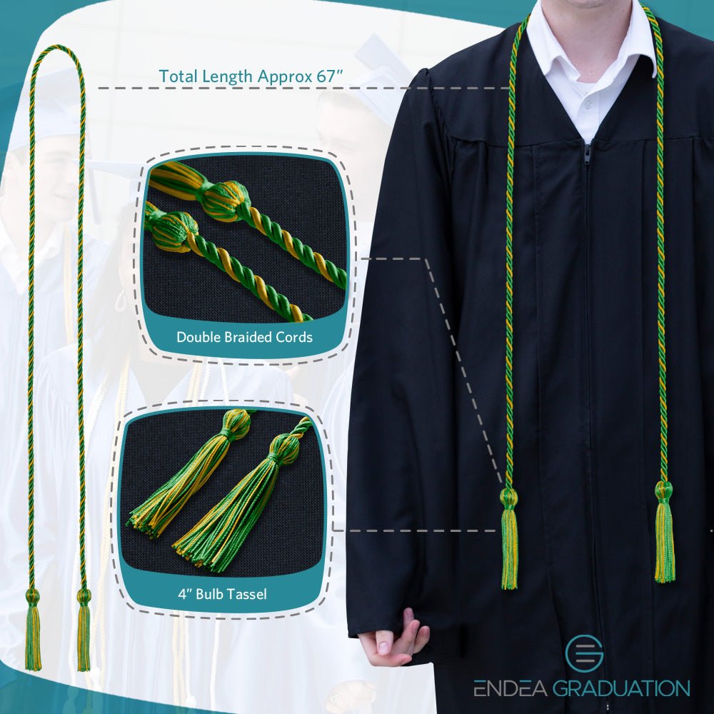 Single Graduation Honor Cord Green/Gold - Endea Graduation