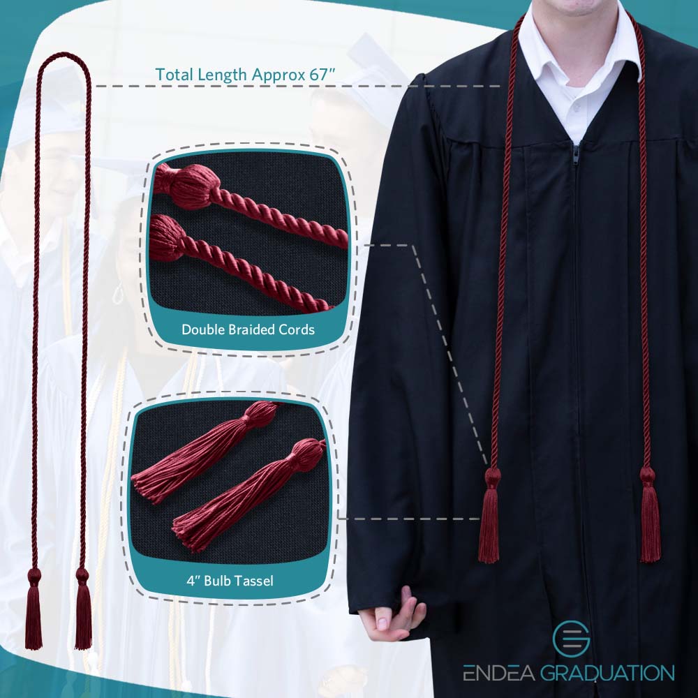 Single Graduation Honor Cord Maroon - Endea Graduation