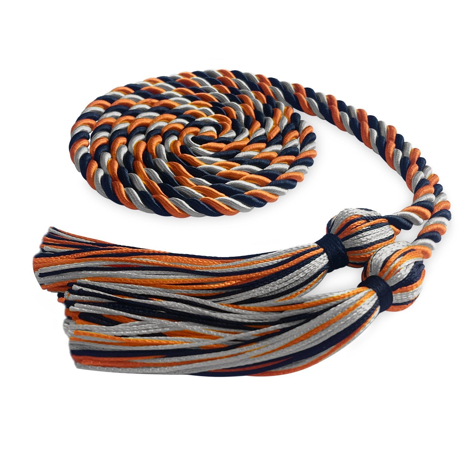 Single Graduation Honor Cord Navy Blue/Orange/Silver - Endea Graduation