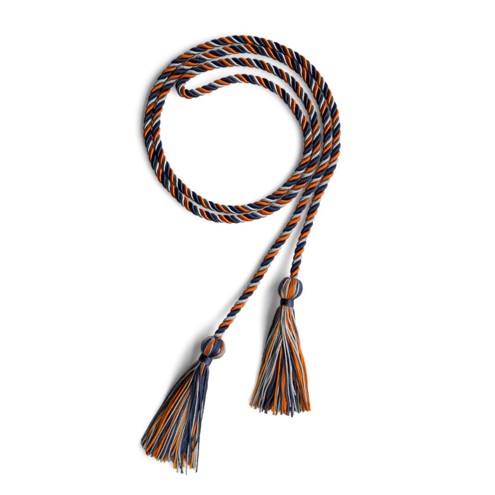 Single Graduation Honor Cord Navy Blue/Orange/Silver - Endea Graduation