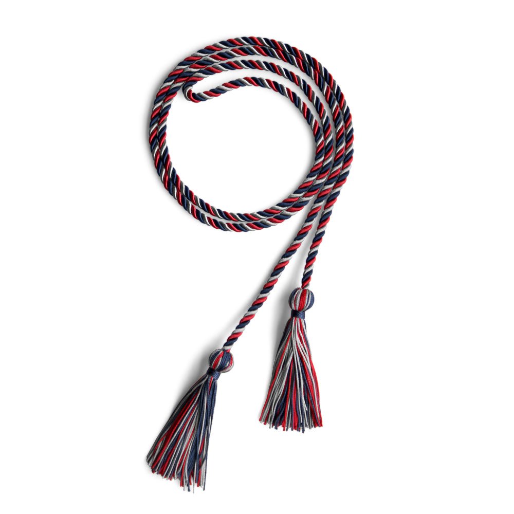 Single Graduation Honor Cord Navy Blue/Red/Silver - Endea Graduation