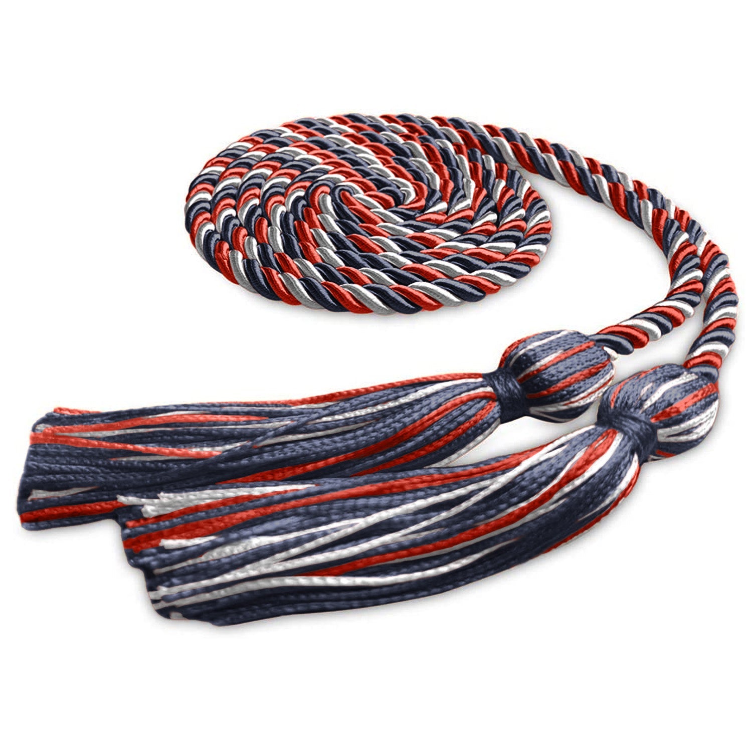 Single Graduation Honor Cord Navy Blue/Red/White - Endea Graduation