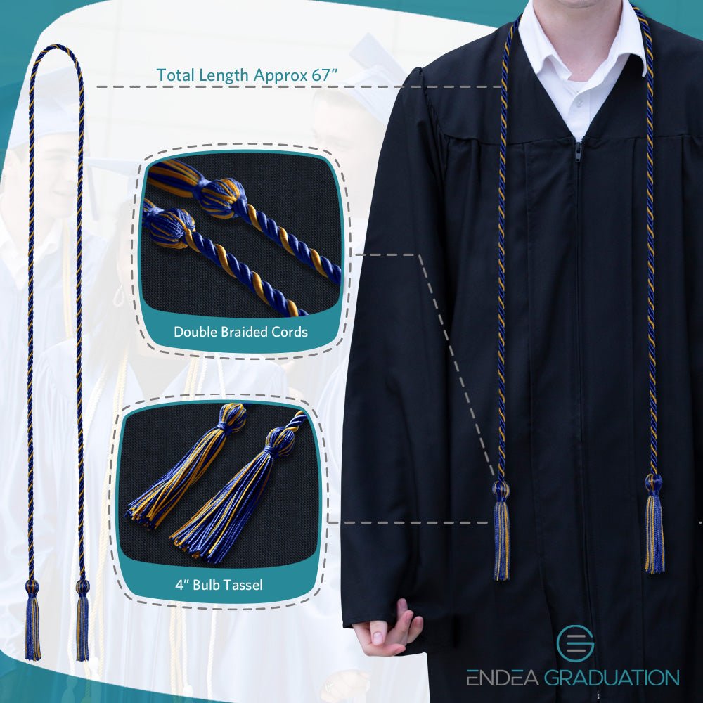 Single Graduation Honor Cord Royal Blue/Gold - Endea Graduation