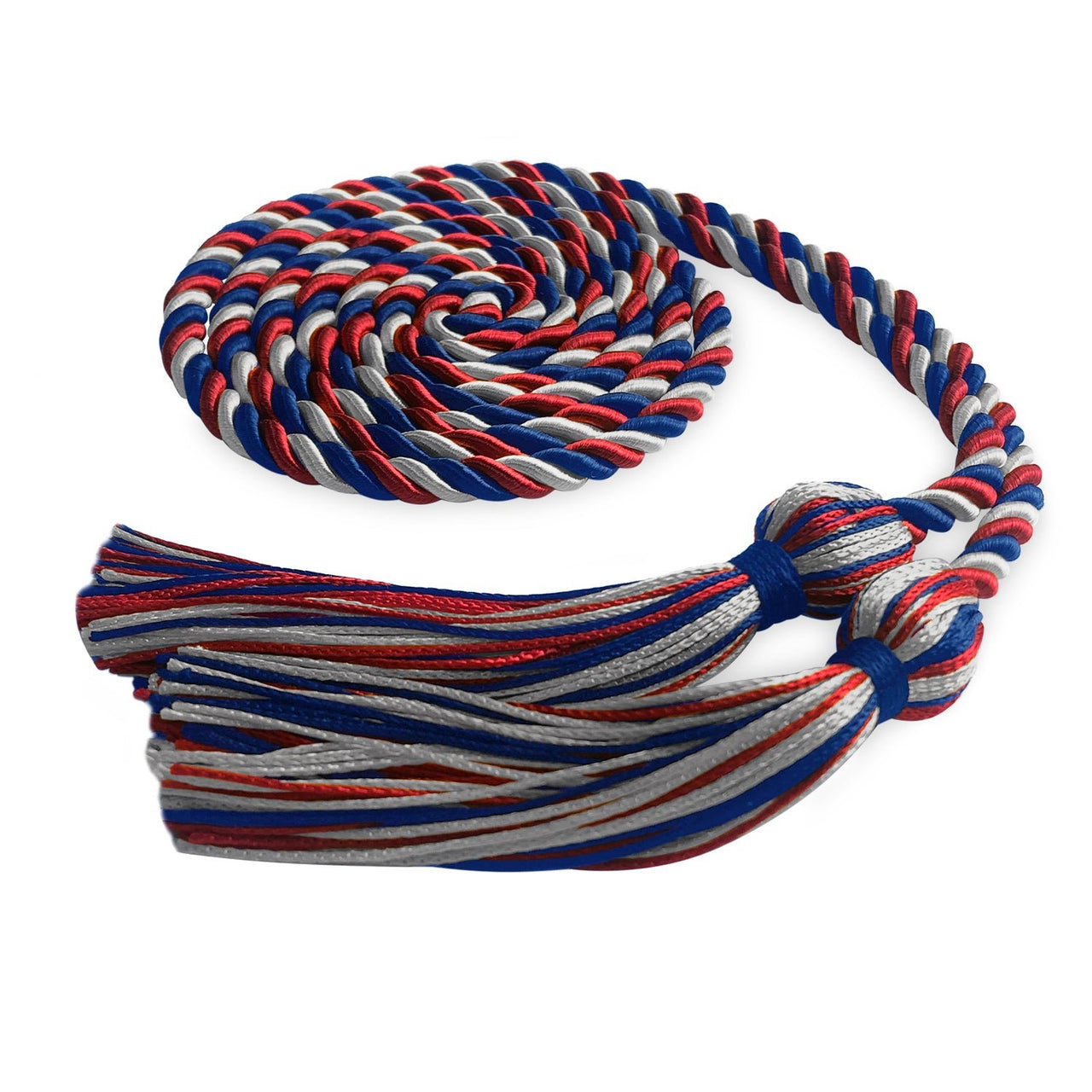 Single Graduation Honor Cord Royal Blue/Red/Silver - Endea Graduation