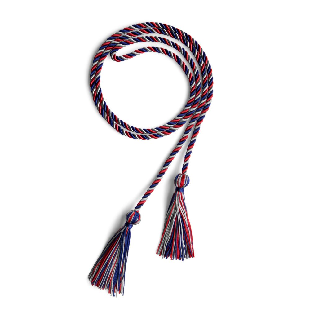 Single Graduation Honor Cord Royal Blue/Red/Silver - Endea Graduation