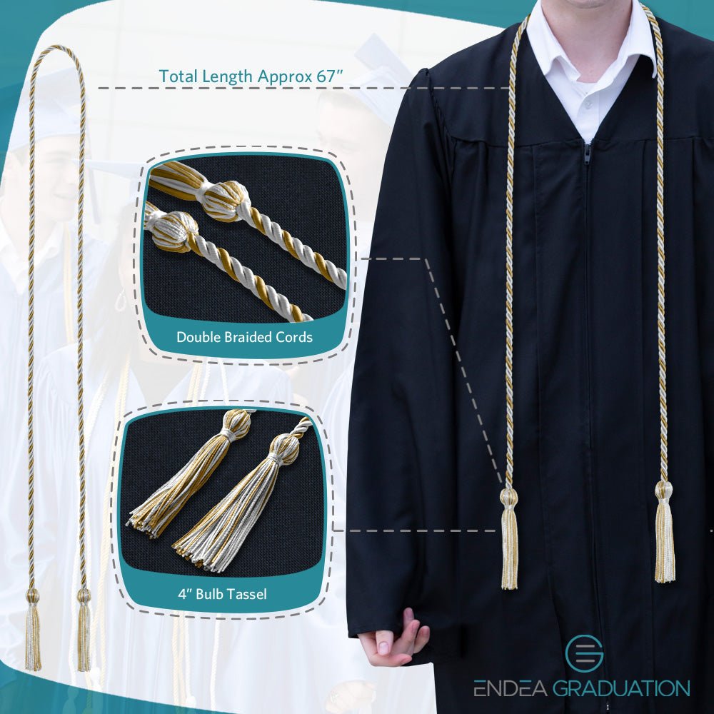 Single Graduation Honor Cord White/Gold - Endea Graduation