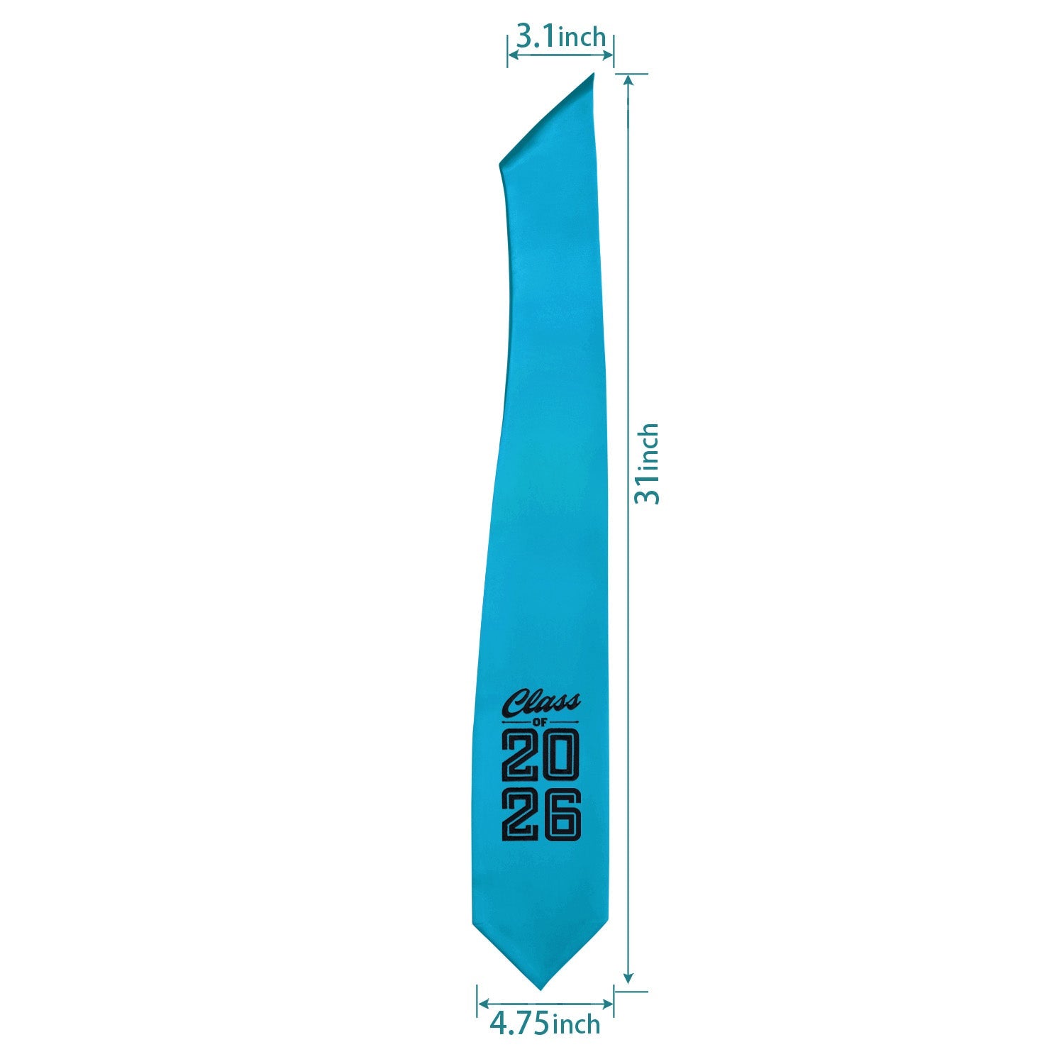 Turquoise Class of 2026 Graduation Stole/Sash with Classic Tips - Endea Graduation