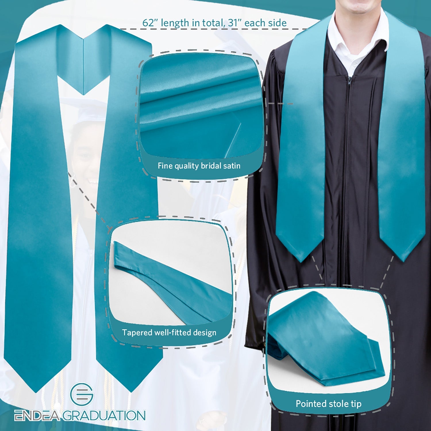 Turquoise Graduation Stole - Endea Graduation