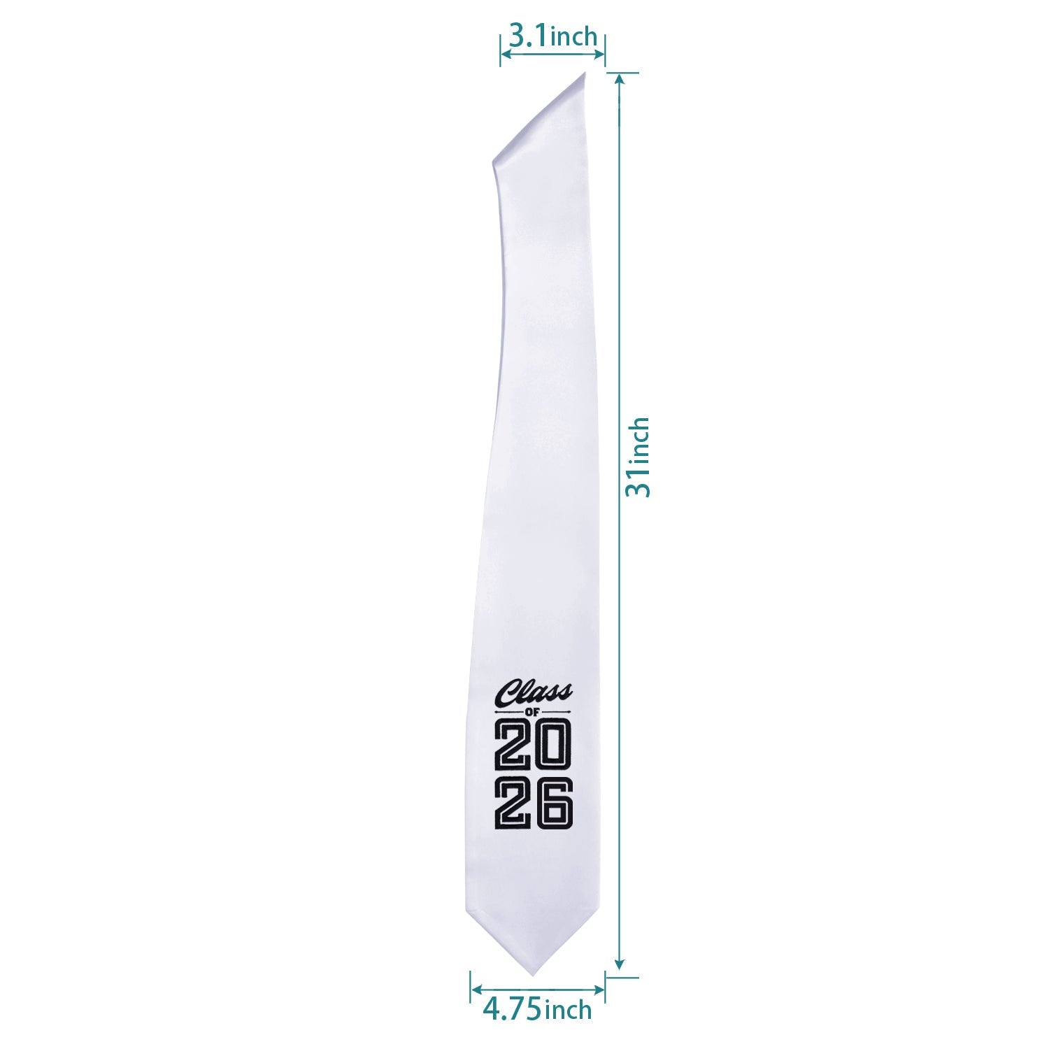 White Class of 2026 Graduation Stole/Sash with Classic Tips - Endea Graduation