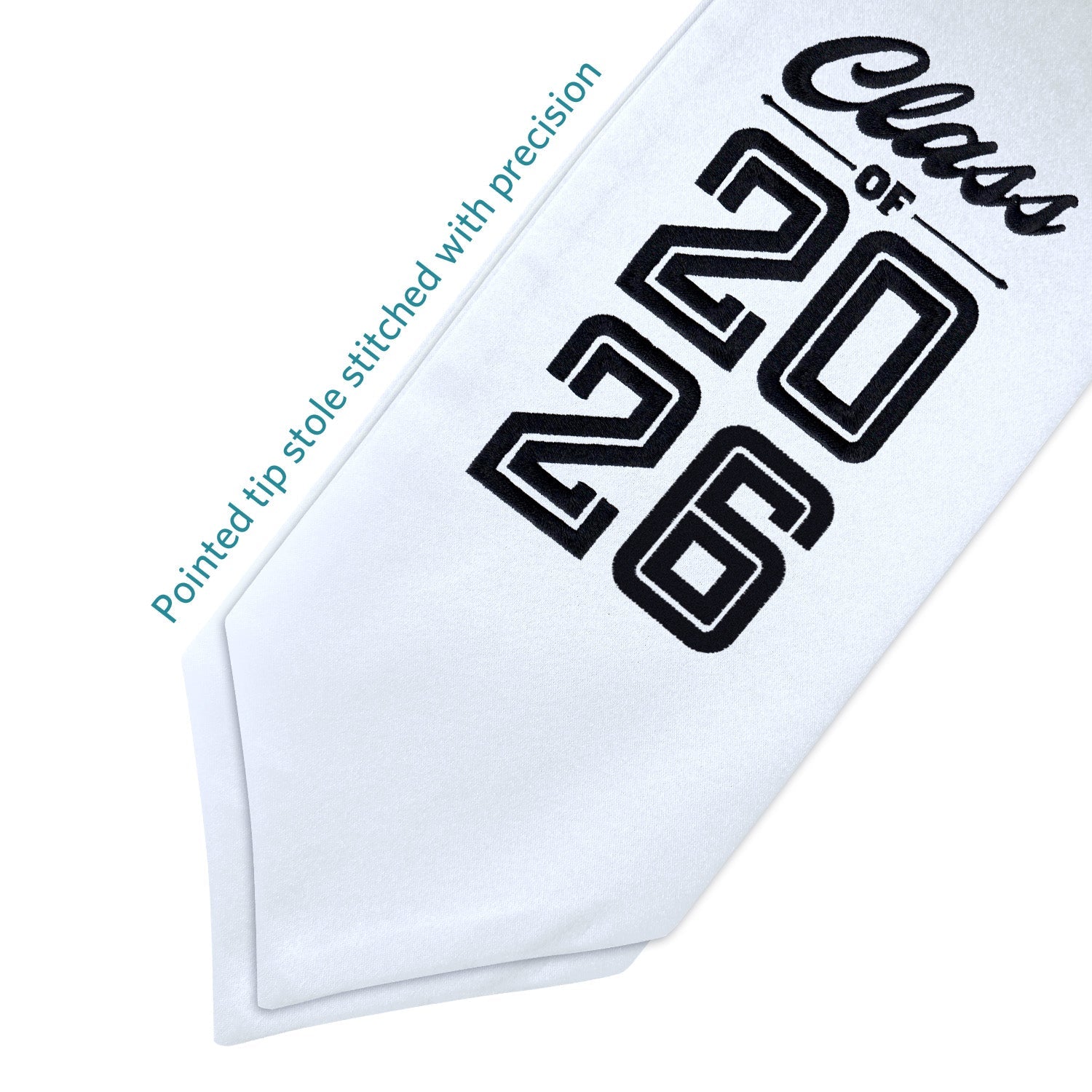 White Class of 2026 Graduation Stole/Sash with Classic Tips - Endea Graduation